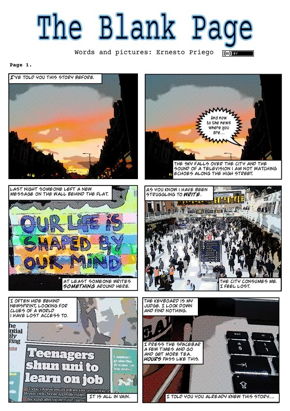 The Blank Page (page 1).London is a real city that has been descibed as 'unreal'.  The situations, settings and characters in 'The Blank Page' are entirely fictitious.