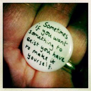 Arts Emergency badge. Image tweeted by @philgibby