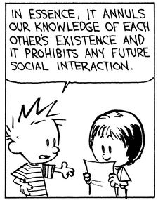 Calvin and Hobbes: Susie signs a contrat© Bill Watterson