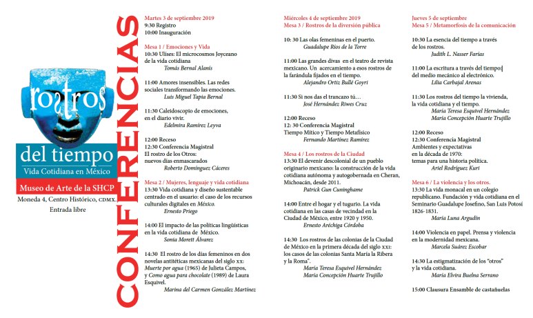 Rostros del tiempo. Coloquio. Programa