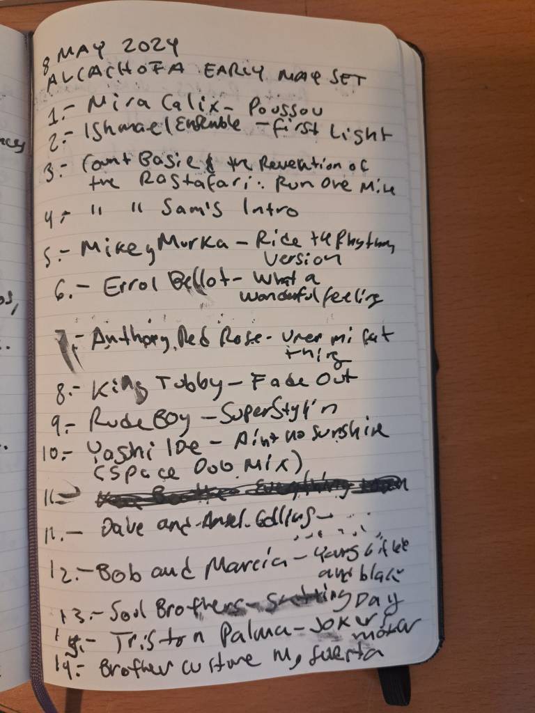 Whenever I record a set I go writing down the names of the tracks to remember what I played- this can be a challenge in real time as you don't want the track to end before you can cue in the following one on the other deck! 